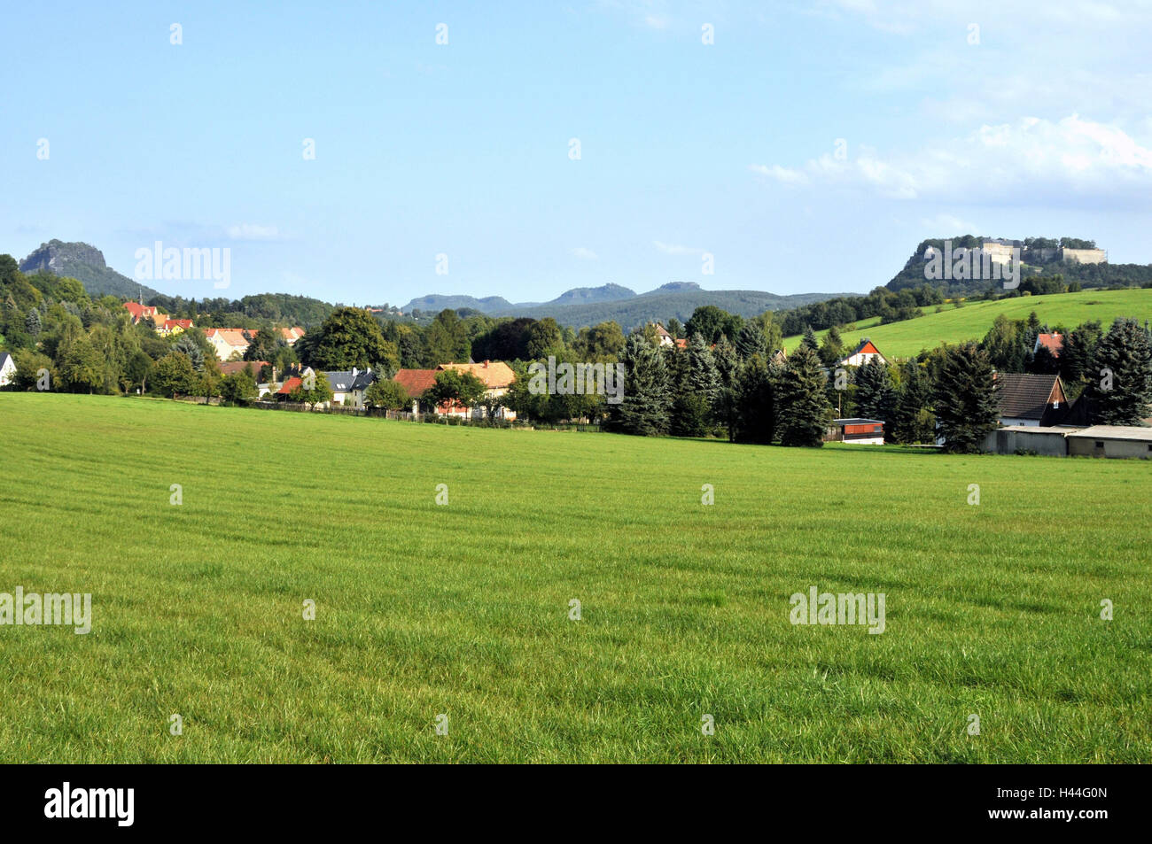 Festung des Königs Stein, Dorf Thürms, Sachsen, Deutschland, Stockfoto