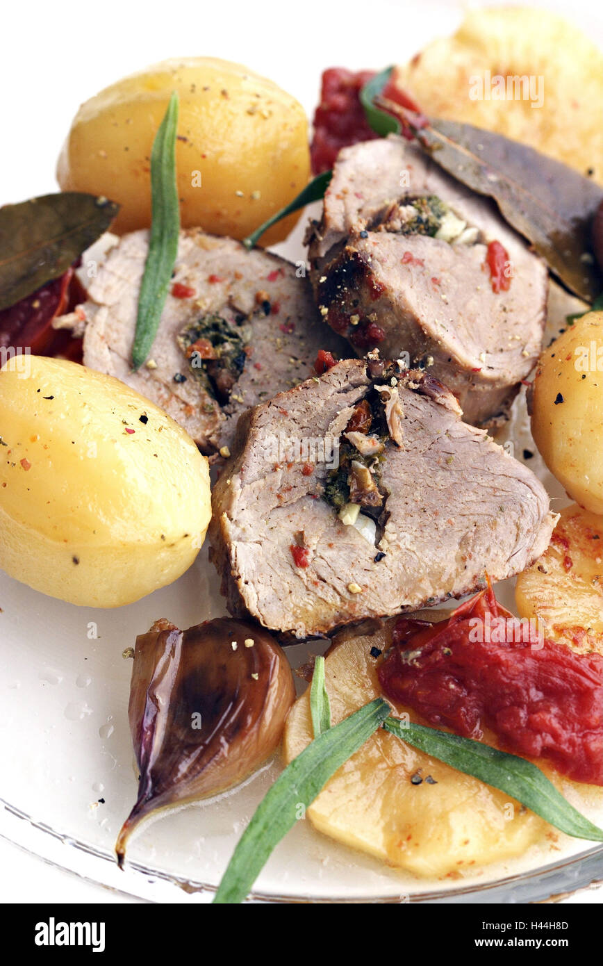 gefülltes Schweinefilet, Provenzalische Art Stockfoto