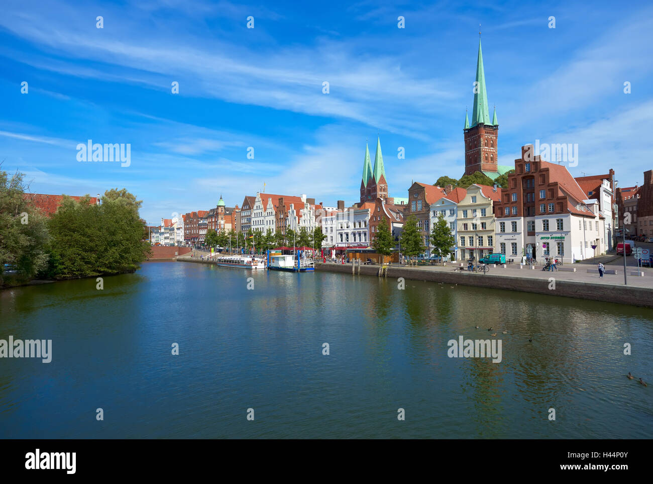 Deutschland, Schleswig - Holstein, Lübeck, Altstadt, die Marienkirche, Peterskirche, Trave, Stockfoto