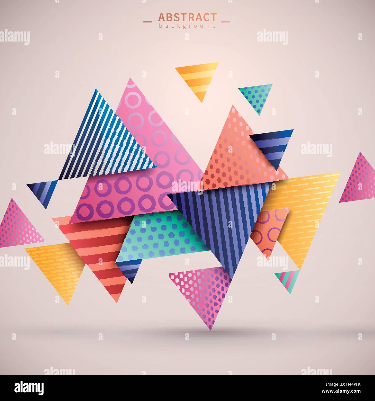 Abstrakte geometrische Hintergrund, Dreieck Elemente mit Streifen und gepunktete Muster darauf, bunten geometrischen Vorlage für poster Stock Vektor