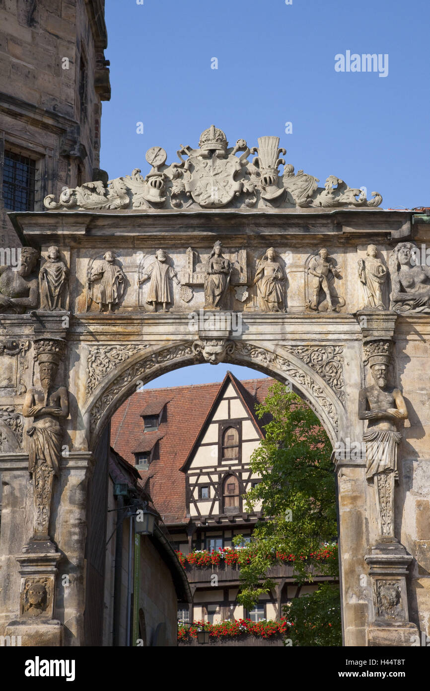 Ziel, Fassade, Alte Hofhaltung, Kathedrale Berg, Bamberg, Franken, Bayern, Deutschland Stockfoto