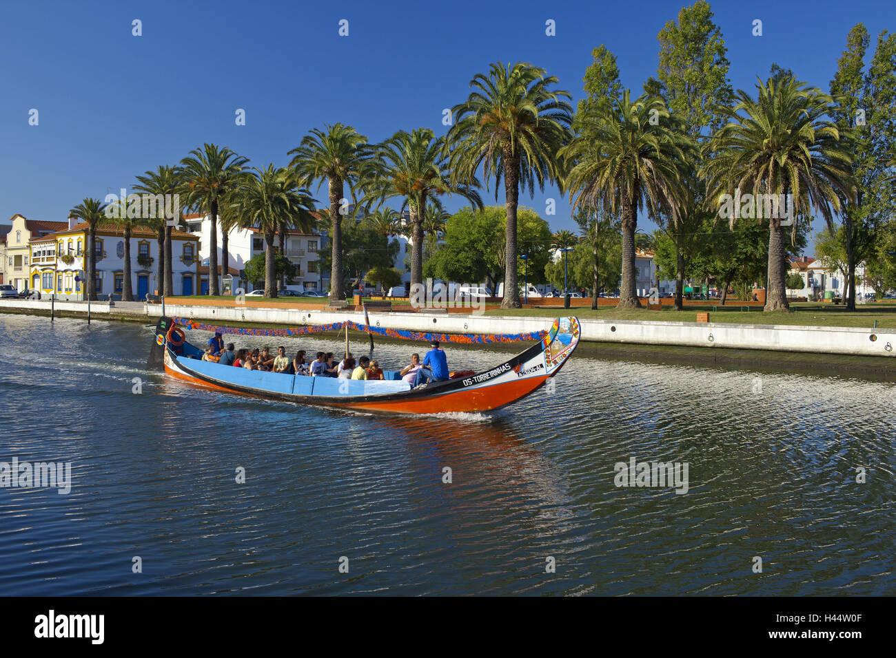 Portugal, Costa de Prata, Aveiro, Kanal, Boot hin-und Rückfahrt, Stockfoto