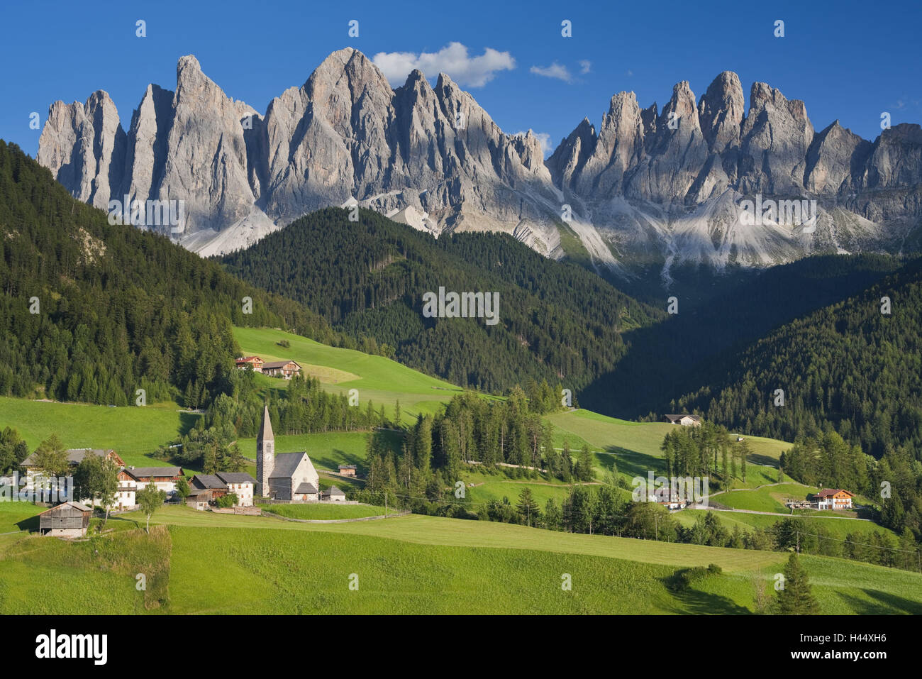 Italien, Südtirol, Dolomiten, auch Tal, St. Magdalena, Geisler-Gruppe, Stockfoto