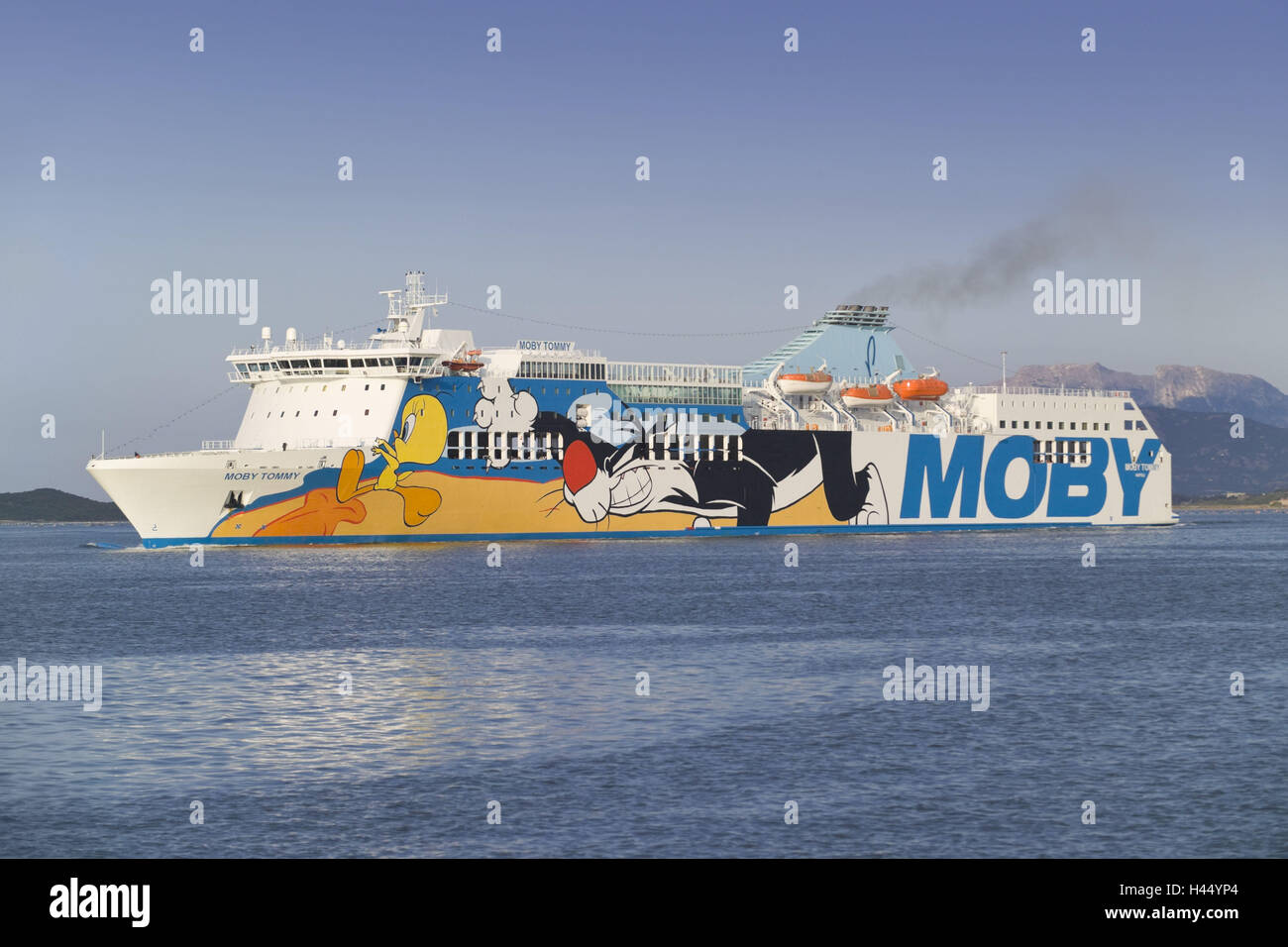 Italien, Sardinien, "Moby Line" Fähre, Olbia, Hafeneinfahrt, Stockfoto