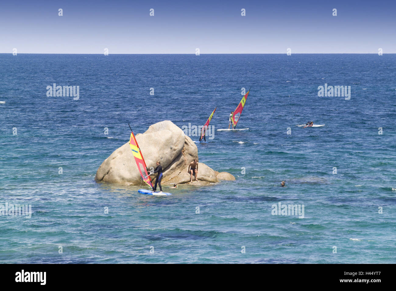 Italien, Sardinien, Küste, nahe Vignola Mare, Windsurfer, Stockfoto