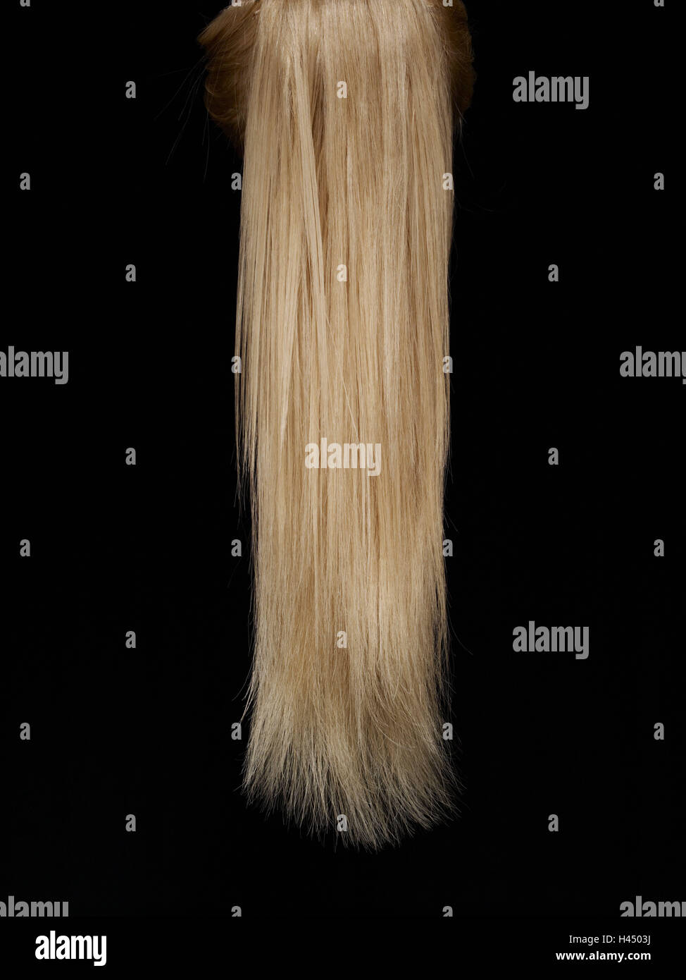 Blonde Haare, flach, lang, schwarzer Hintergrund, Stockfoto
