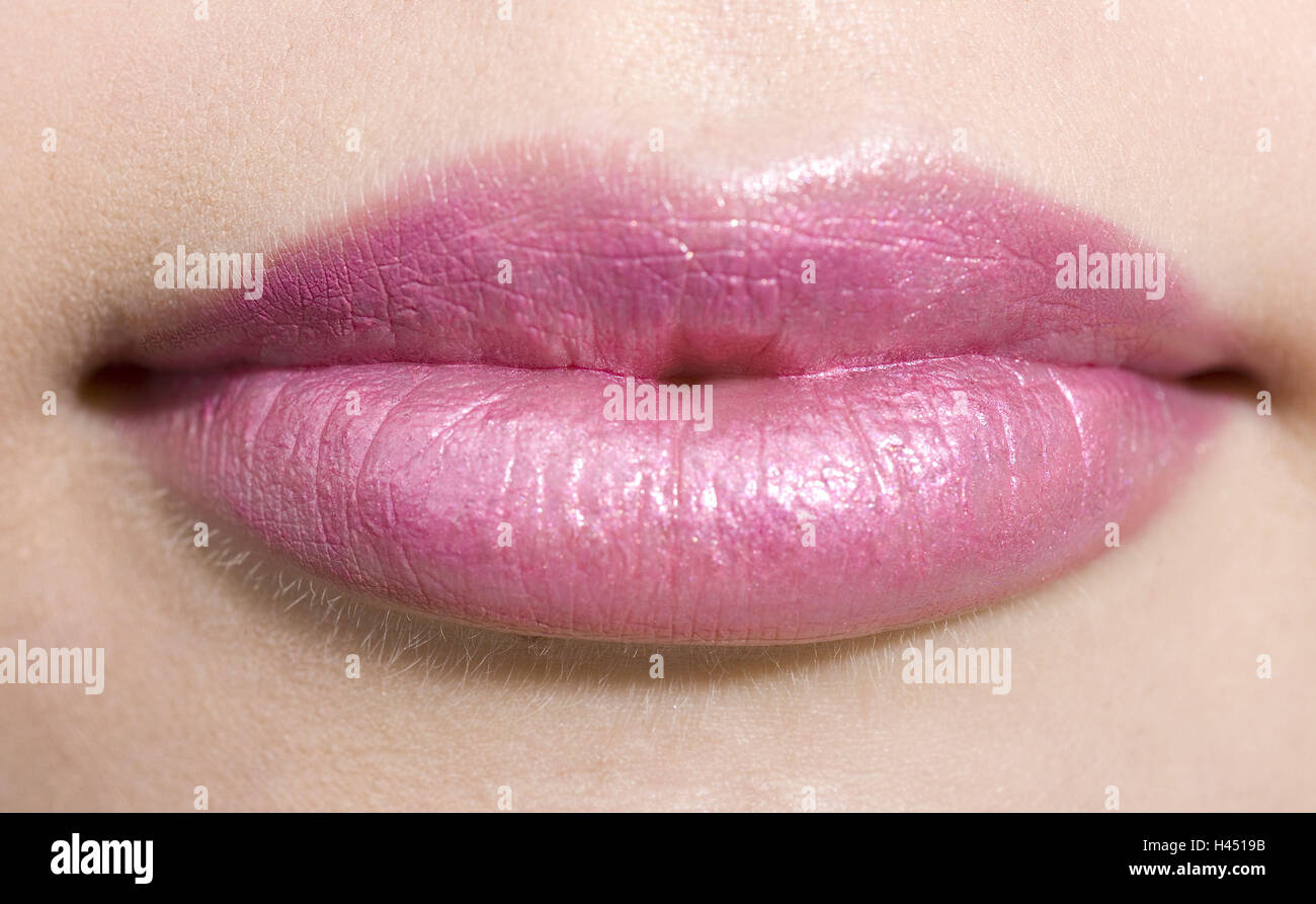 Mund, Lippen, geschminkt, rosa diejenigen, Stockfoto