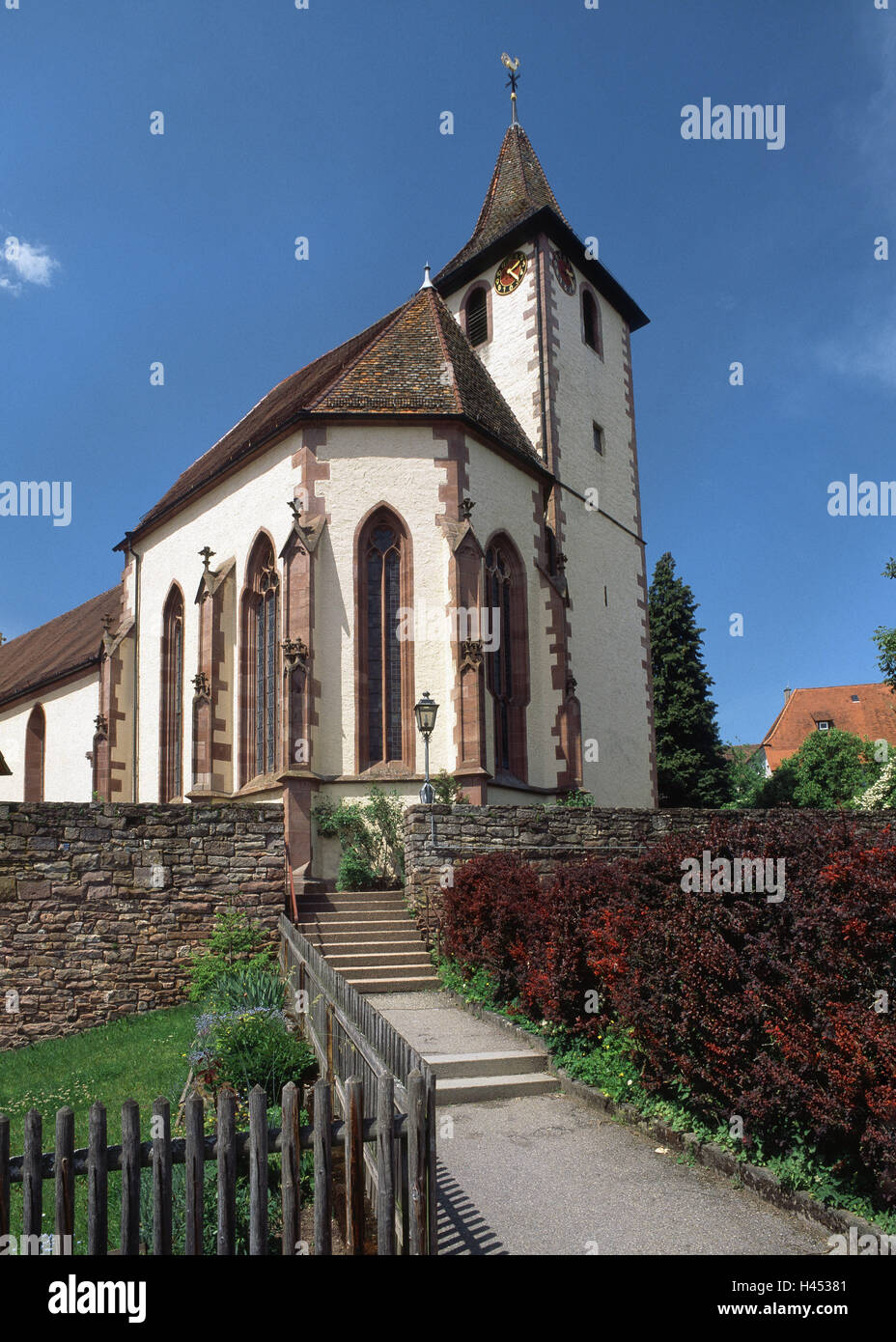 Deutschland, Baden-Wurttemberg, Neubulach, Kirche St. Jodok, Schwarzwald, Kirche, Gemeinde und Kirche, Struktur, Architektur, Gotik, Sehenswertes Reiseziel, Tourismus, Stockfoto