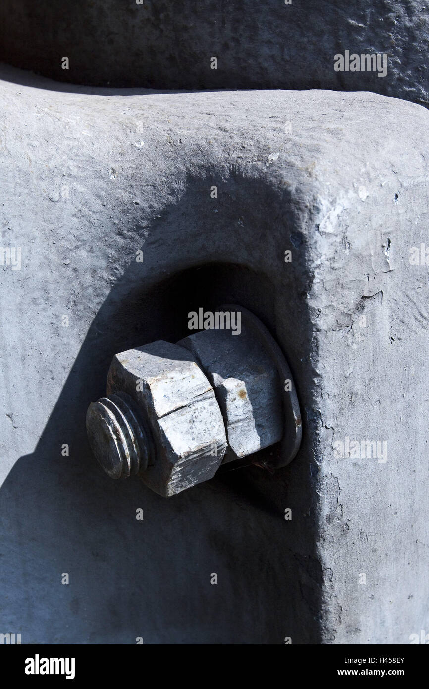 Schraube, Schrauben, Muttern, Guss-Eisen, Maschinenteil, Gusseisen, Maschine, alte, Stahl, Technologie, Verbindung, Thread, grau, Stockfoto