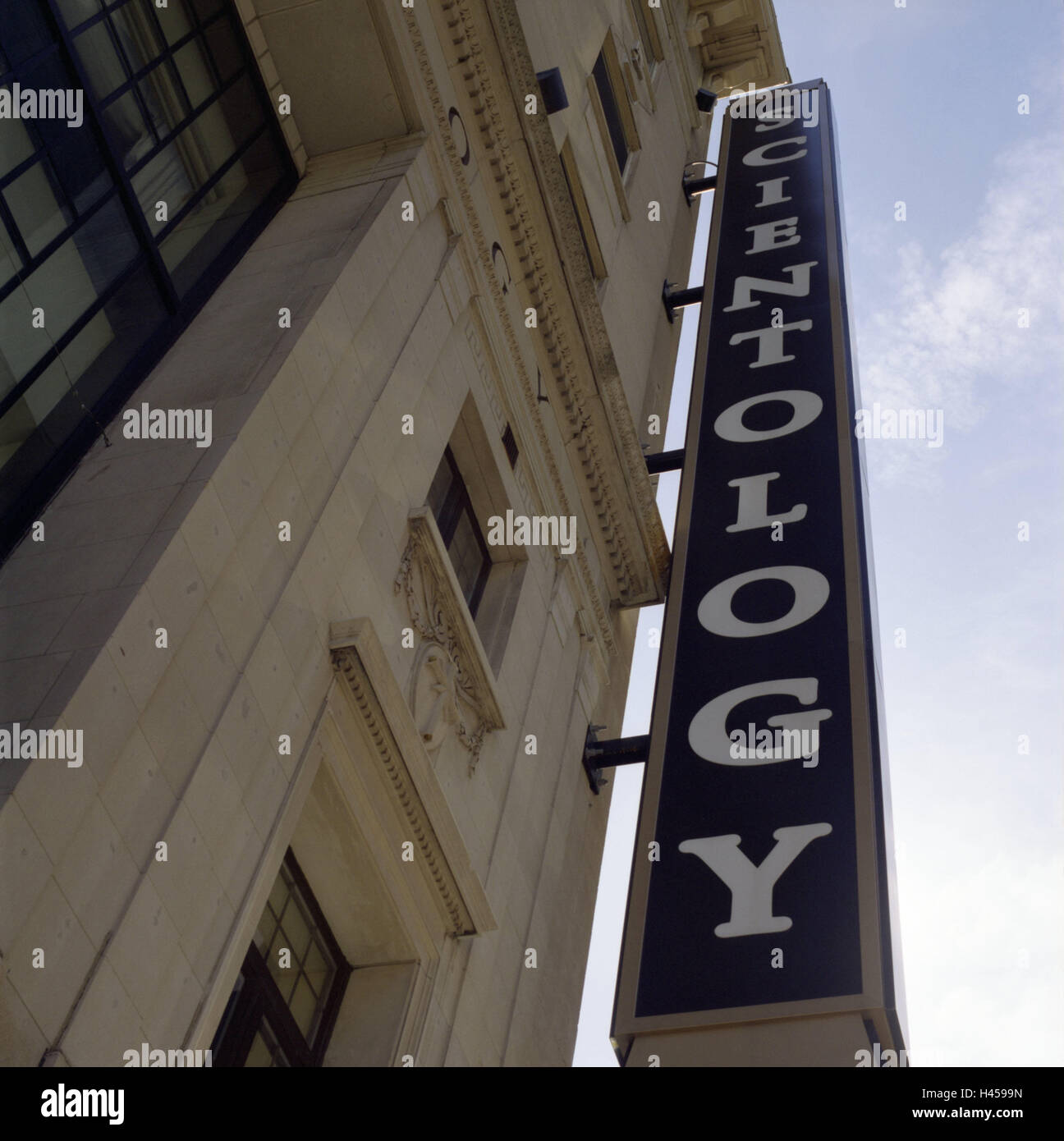 USA, New York City, Gebäude, Sitz, Scientology-Organisation, Zeichen, Stockfoto