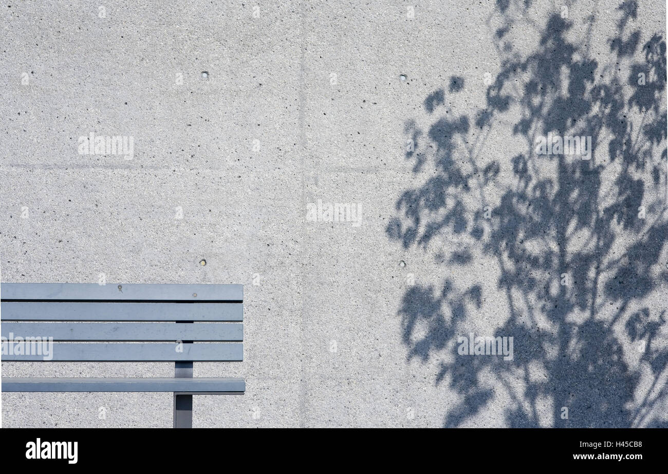 Wand, Schatten, Baum, Bank, Detail, Stockfoto