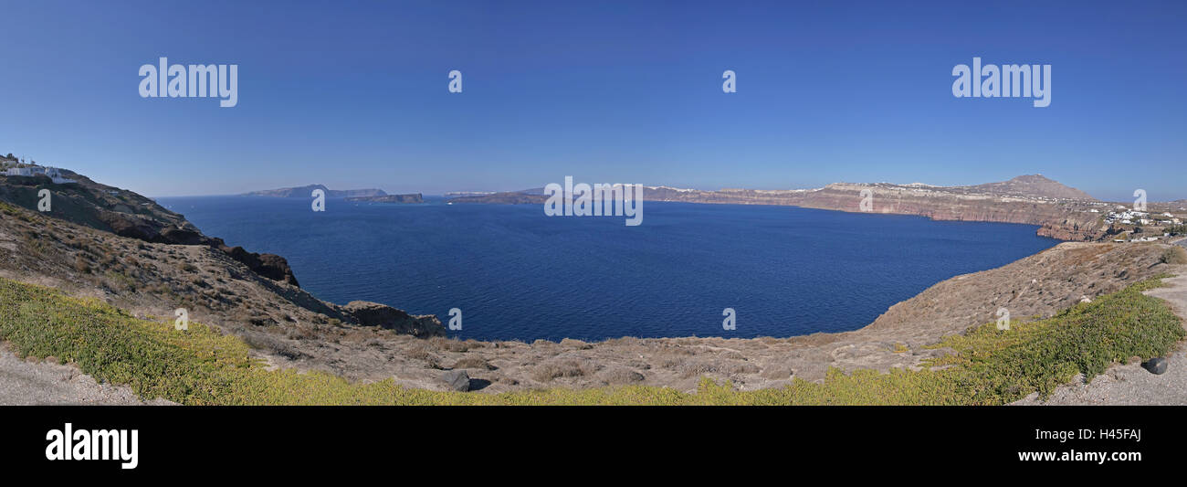 Panorama-Blick auf Caldera von Santorin Stockfoto