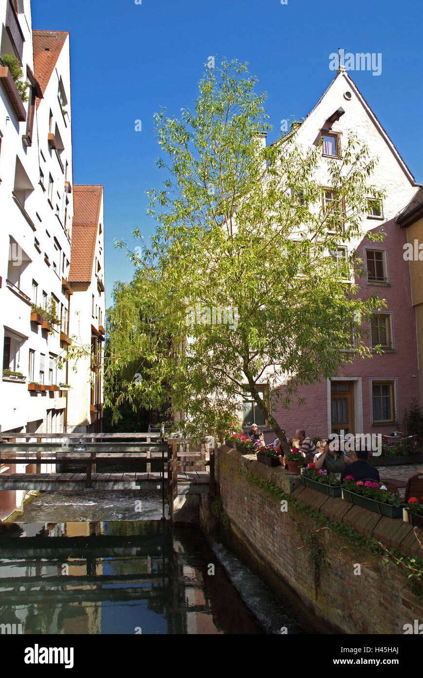 Deutschland, Baden-Württemberg, Ulm, Altstadt, Fluss Blau, Fischer Viertel und Tanners Viertel, Stockfoto