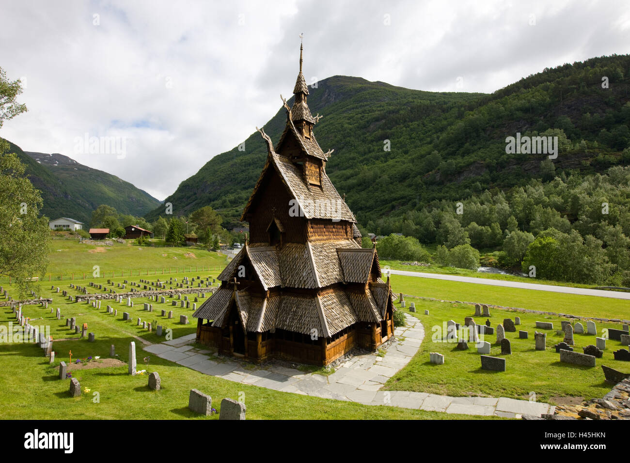 Norwegen, Sogn Og Fjordane, Laerdal, Borgund, Daube Kirche, Stockfoto