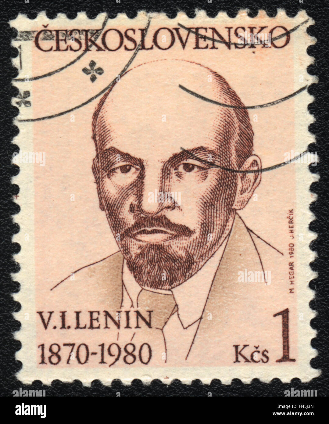 Eine Briefmarke gedruckt in der Tschechoslowakei, zeigt Portrait von V.Lenin, 1980 Stockfoto