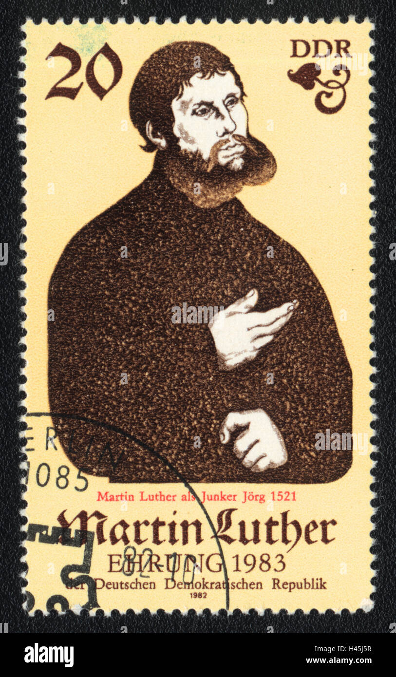 Eine Briefmarke gedruckt in DDR Deutschland zeigt Martin Luther, christlicher Theologe, 1982 Stockfoto