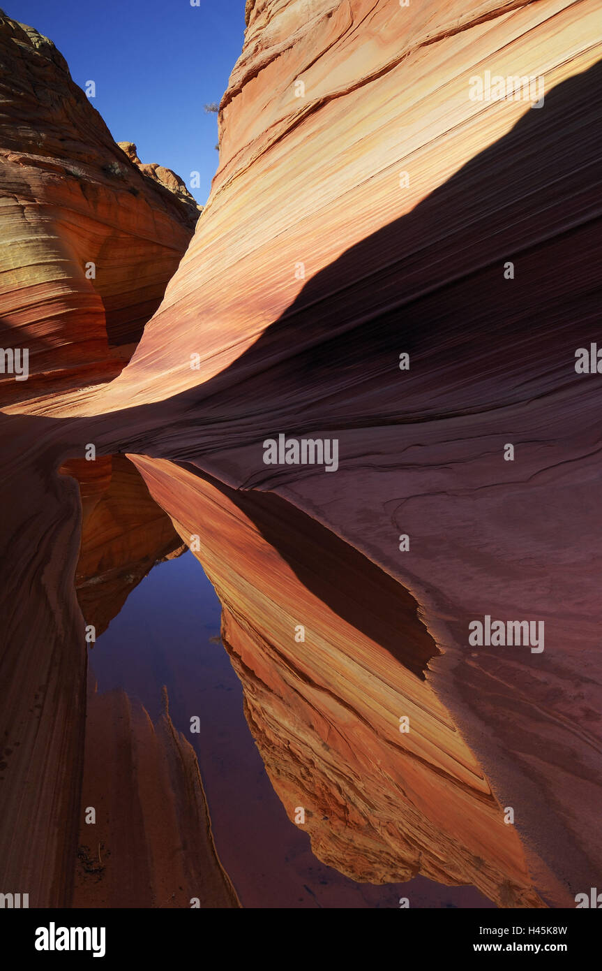Welle, See, Wasser, Spiegelung, USA, Arizona, Utah, Paria Canyon-Vermillion Cliffs Wilderness, Sandstein, Stockfoto