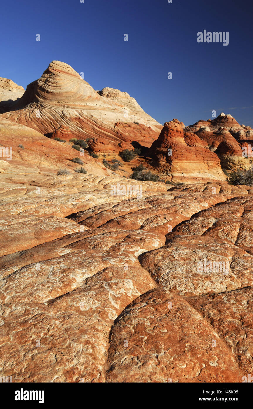 Amerika, USA, Arizona, Utah, Paria Canyon, Coyote Flunder, Vermillion Cliffs Wilderness, Galle Formationen, Himmel, Stockfoto