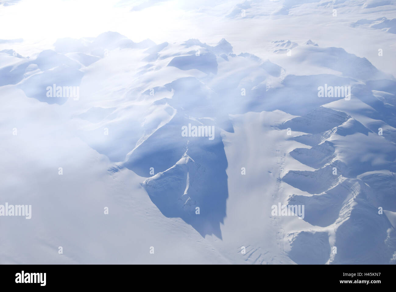 Grönland, Gebirge, Schnee, Luftaufnahme, Stockfoto