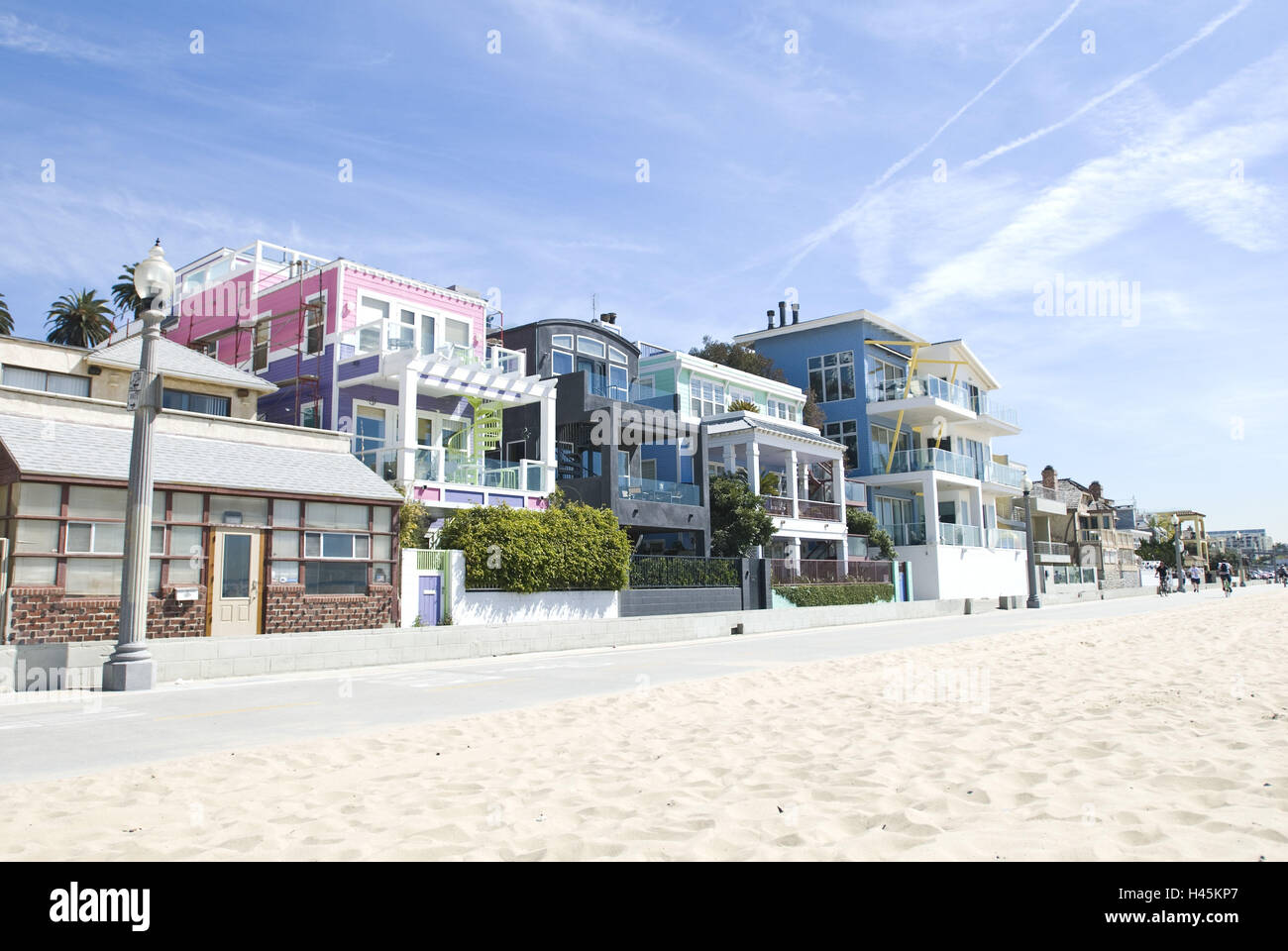 USA, California, Los Angeles, Venice Beach, Häuser, Strand, Stockfoto