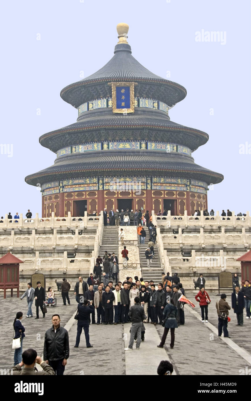 China, Peking, Tempel Anlage Tiantan, Tempel des Himmels, Halle der Ernte-Gebet, Qinian Dian, Touristen, Stockfoto