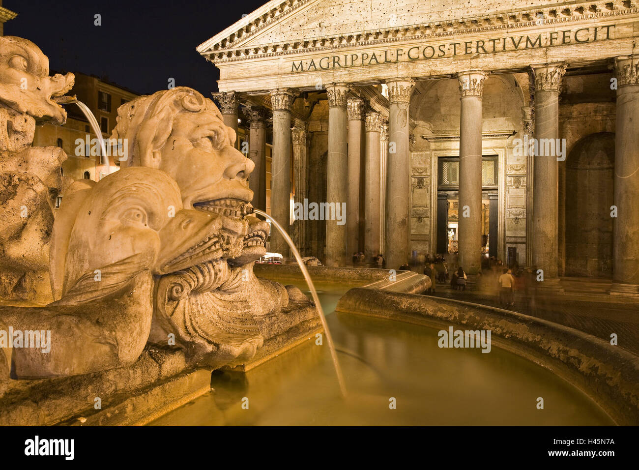 Italien, Rom, Piazza della Rotonda, Pantheon, gut, detail, Beleuchtung, Abend, Stockfoto
