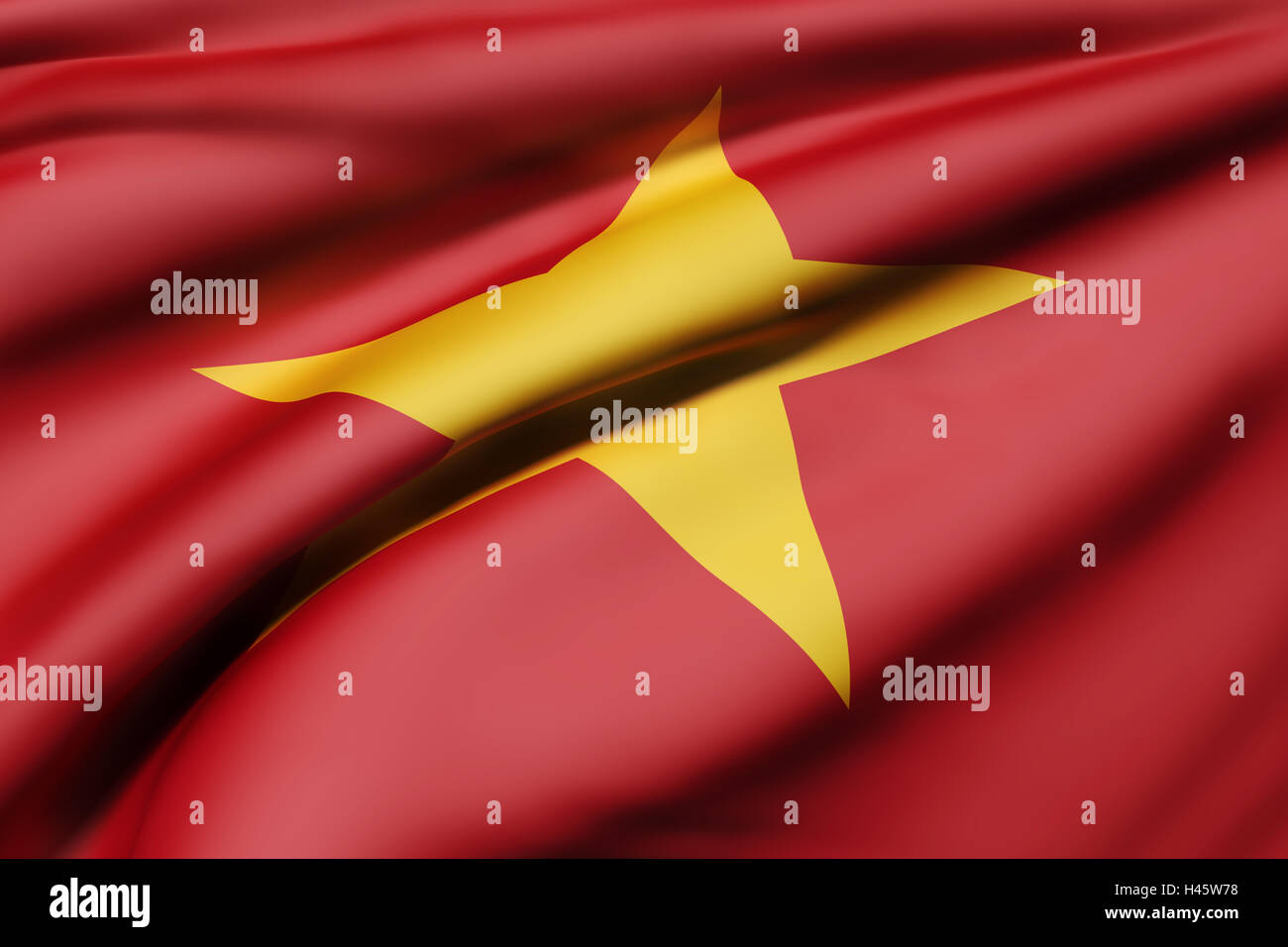 3D-Rendering einer sozialistischen Republik Vietnam Flagge winken Stockfoto