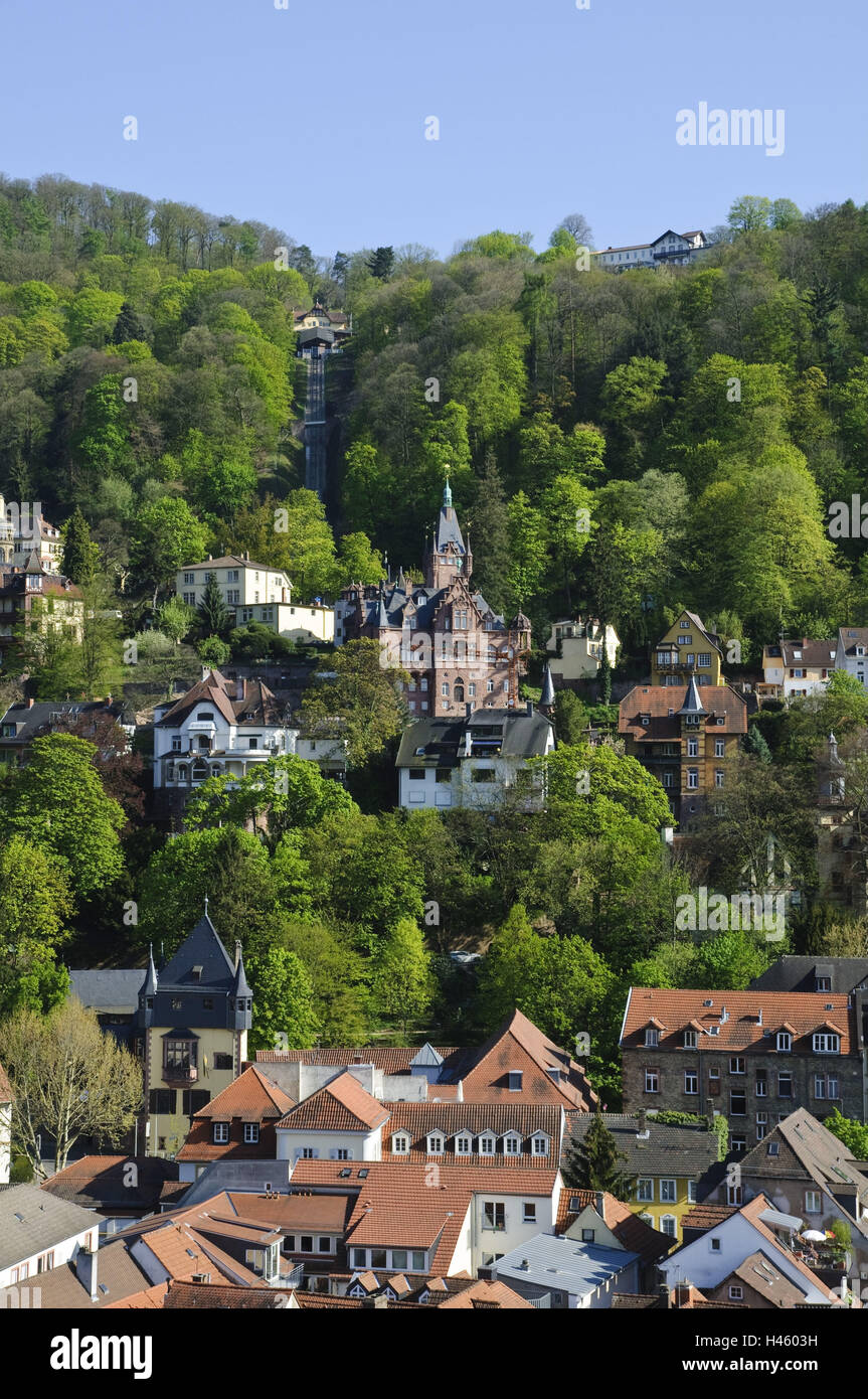 Heidelberg, Altstadt und Villen am Königstuhl, Baden-Württemberg, Deutschland Stockfoto