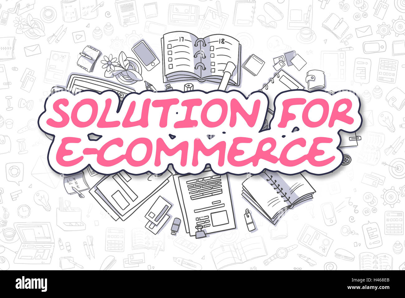 Lösung für E-Commerce - Business-Konzept. Stockfoto