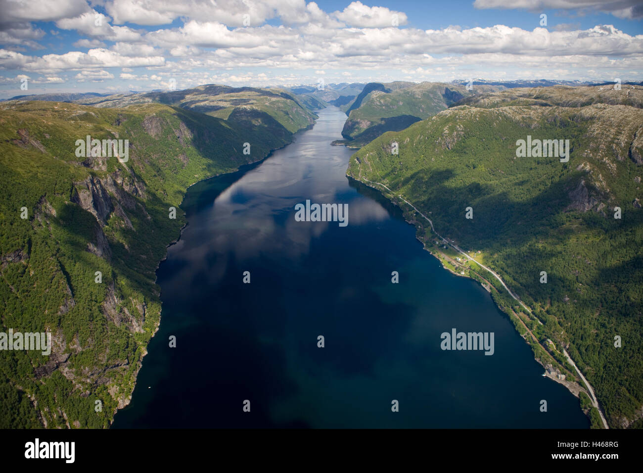 Hordaland Vea Fjord, Region Österöy, Luftbild, Stockfoto