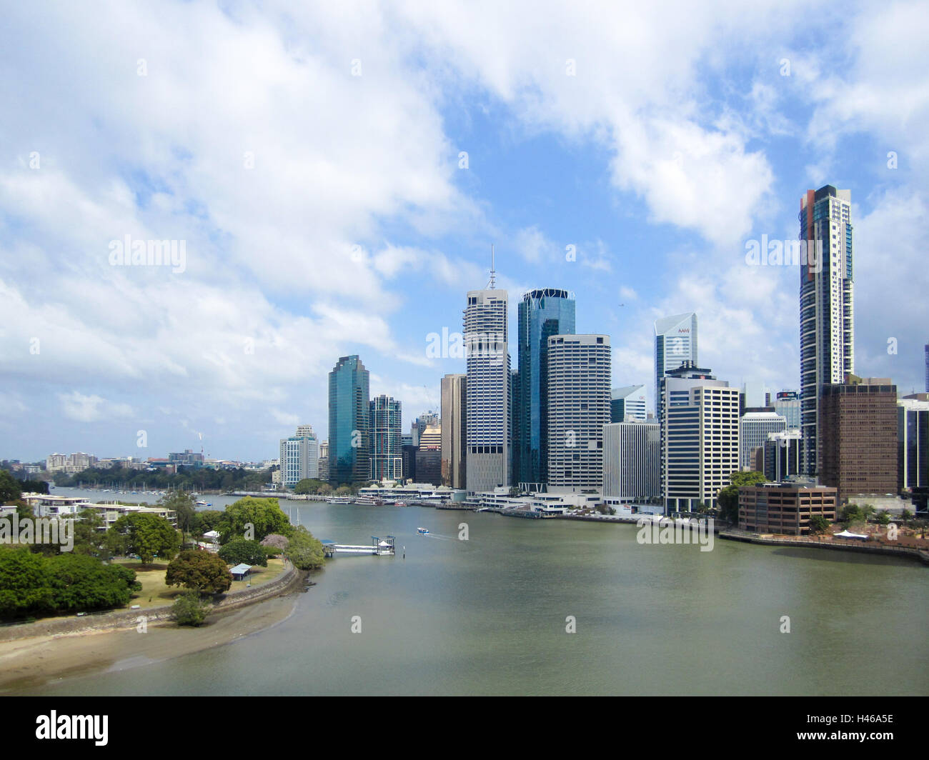 Brisbane Geschäftsviertel, mit Blick auf den gewundenen Brisbane River, Queensland, Australien. Stockfoto