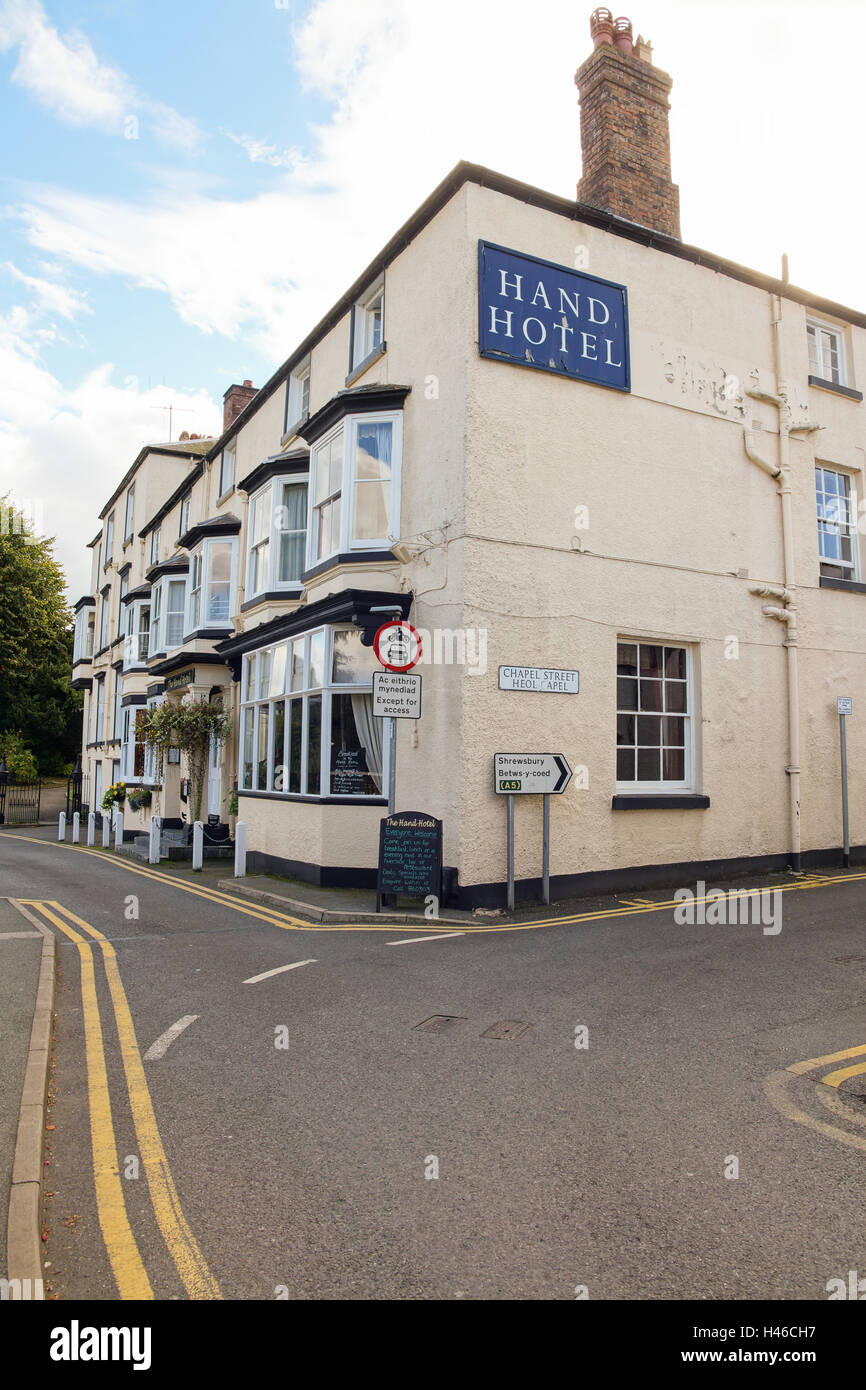 Hand-Hotel Llangollen Hotel Kirche Straße Llangollen. Stockfoto