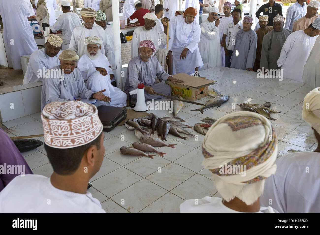 Oman, Region von al-Batina, Barka, Fischauktion, einheimischen, Stockfoto