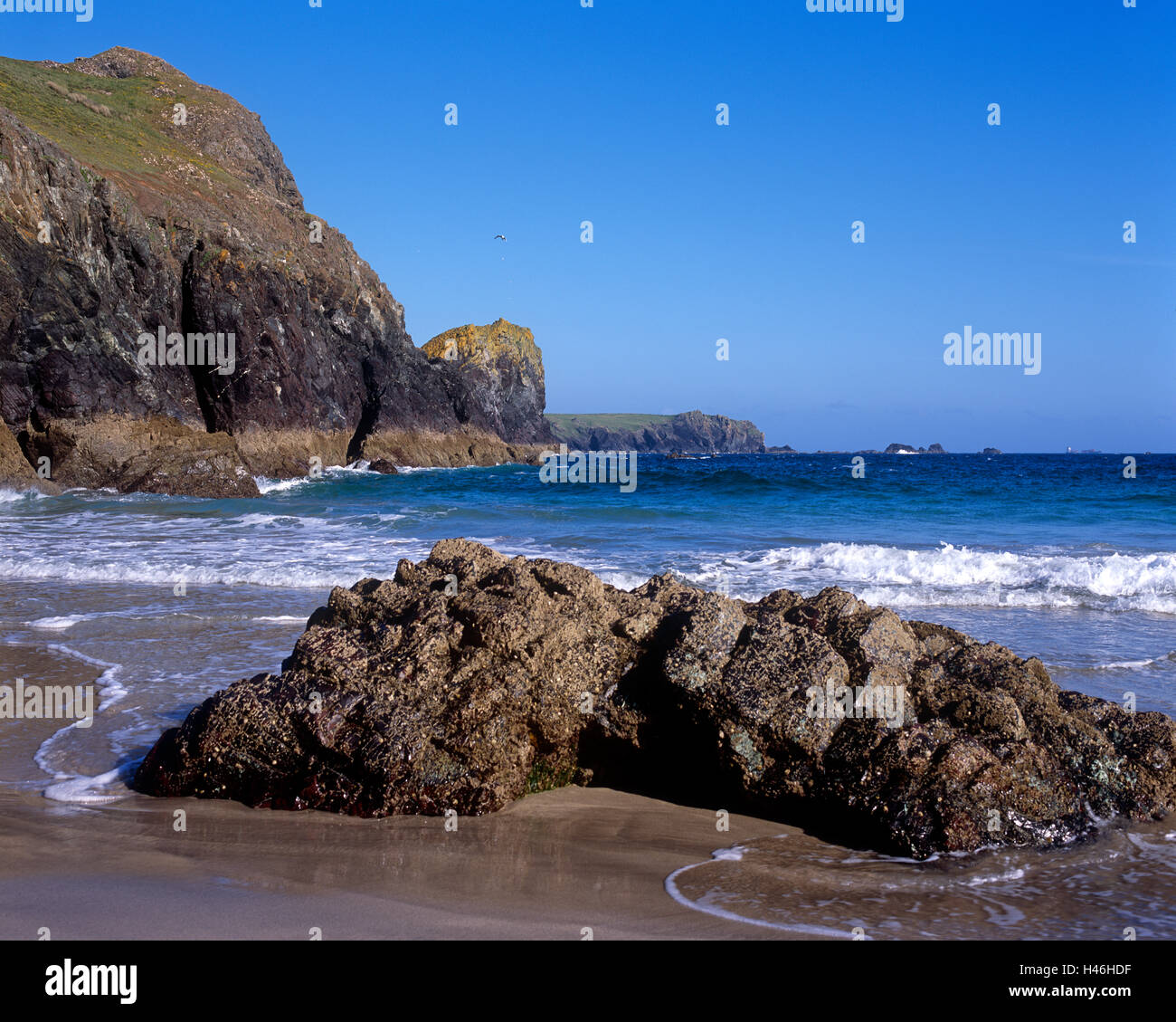 Kynance Buchten Echse Cornwall Stockfoto