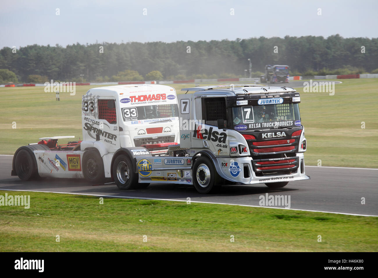 Truck Racing - Stuart Oliver & Steve Thomas an der britischen Truck Racing Championship, Snetterton, Norfolk, Großbritannien Stockfoto