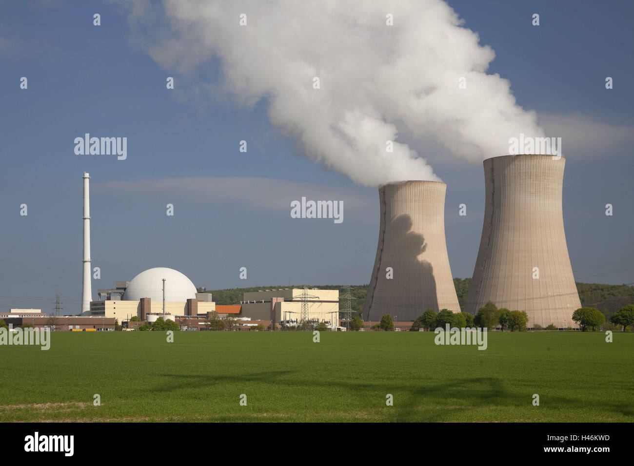 Deutschland, Niedersachsen, Kernkraftwerk Grohnde an der Weser, Stockfoto