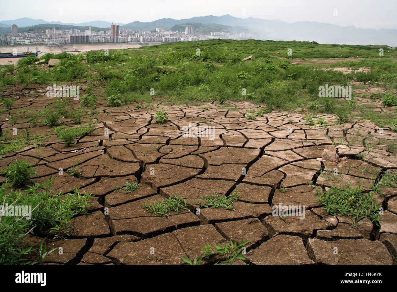 China, Wärme und Trockenhait im Yangtse-Fluss, Stockfoto