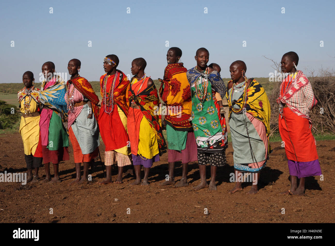 Masai Frauengruppe im Dorf, Stockfoto