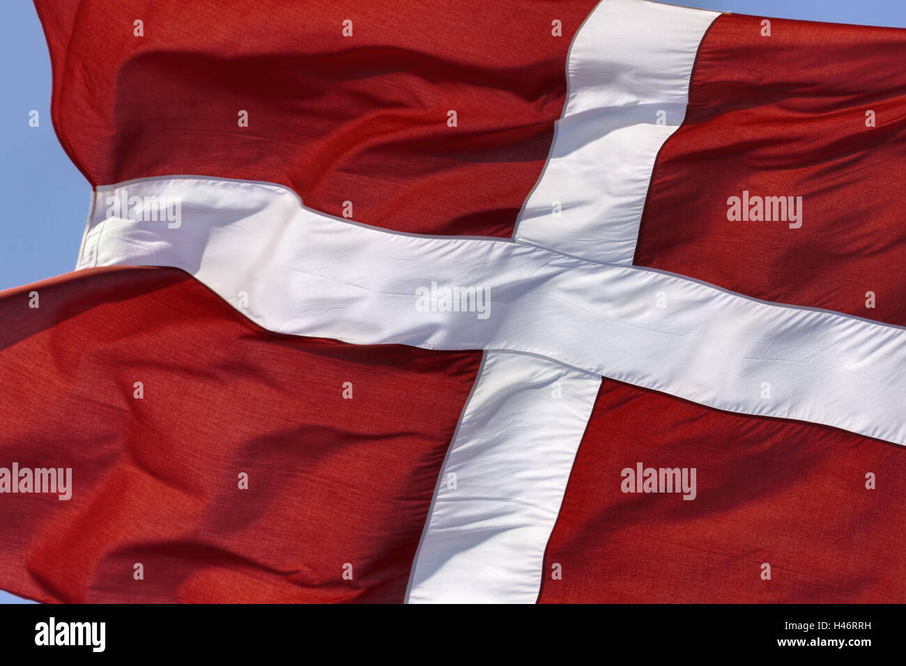 Dänemark, Flagge, Flagge, mittlere Nahaufnahme in Dänisch, nationale Fahne, rot, Stockfoto