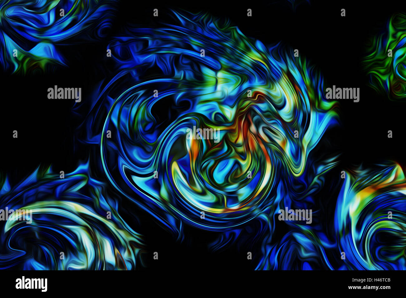 kleine Cyrcling-Energie-Kugeln ähnlich abstrakten blaue Drachen fliegen Hintergrund. Stockfoto