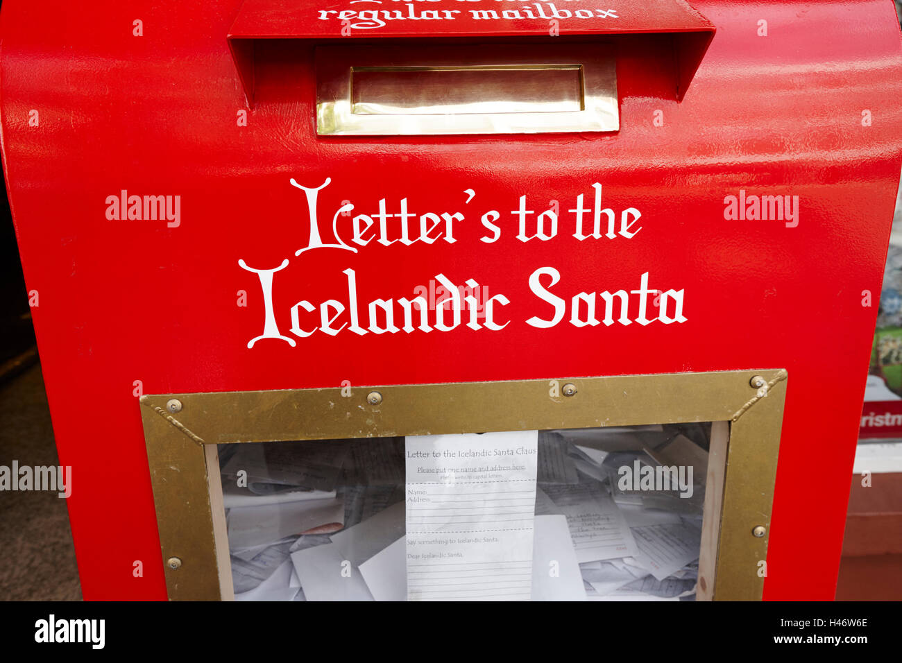 Briefe an den isländischen Santa Briefkasten in Reykjavik Island Stockfoto