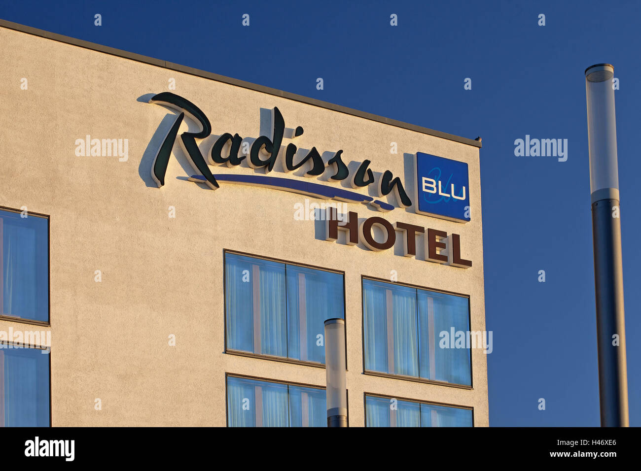 Deutschland, Niedersachsen, Hannover, Messegelände, Radisson Hotel, Hotel, Gebäude, draußen, Fassade, Markenname, Landeshauptstadt, Hotel Catena, Tourismus, Stockfoto