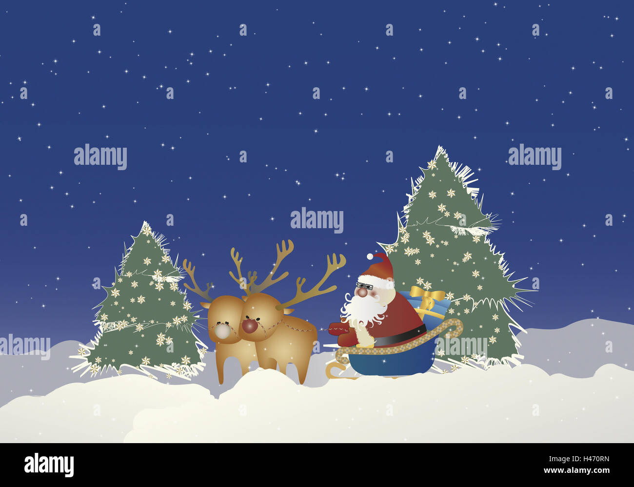 Weihnachts-Duschvorhang Merry Christmas – Mit Weihnachtsmann, Rentieren & Schneeflocken, Inkl. 12 Haken