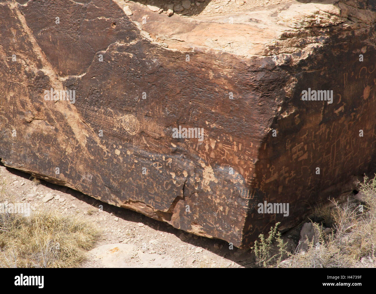 Ruinen in der Wüste von Arizona zeigen alte indianische Piktogramme Stockfoto