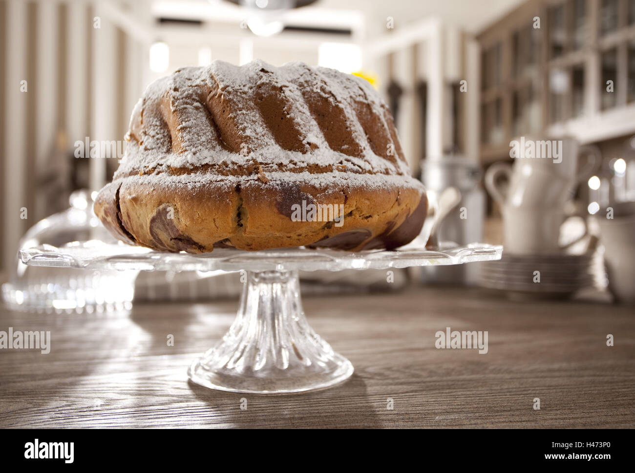 Kuchen, Dessertteller, Esszimmer, Stockfoto