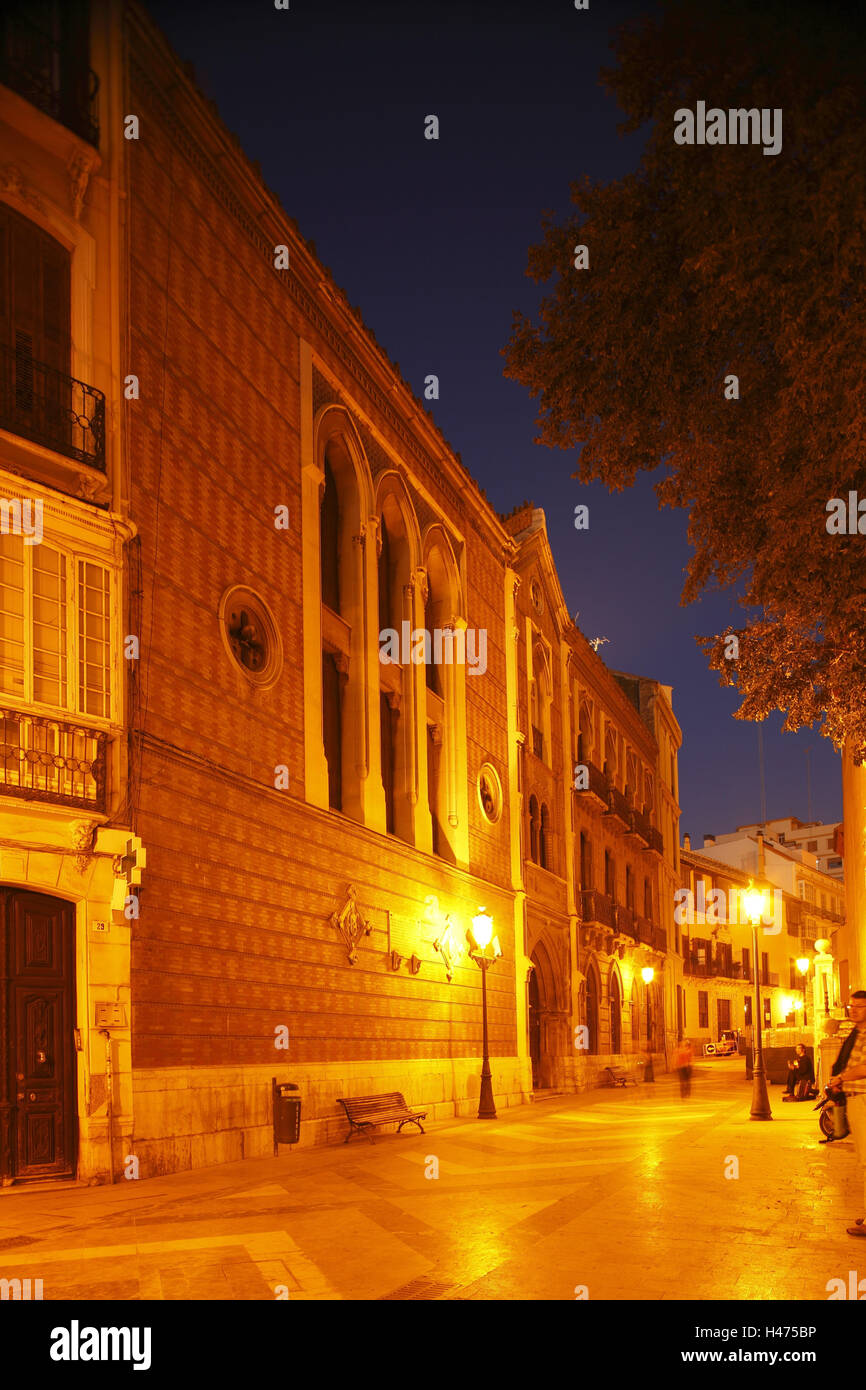 Spanien, Andalusien, Malaga, Iglesia del Sagrario in der Nacht, Stockfoto