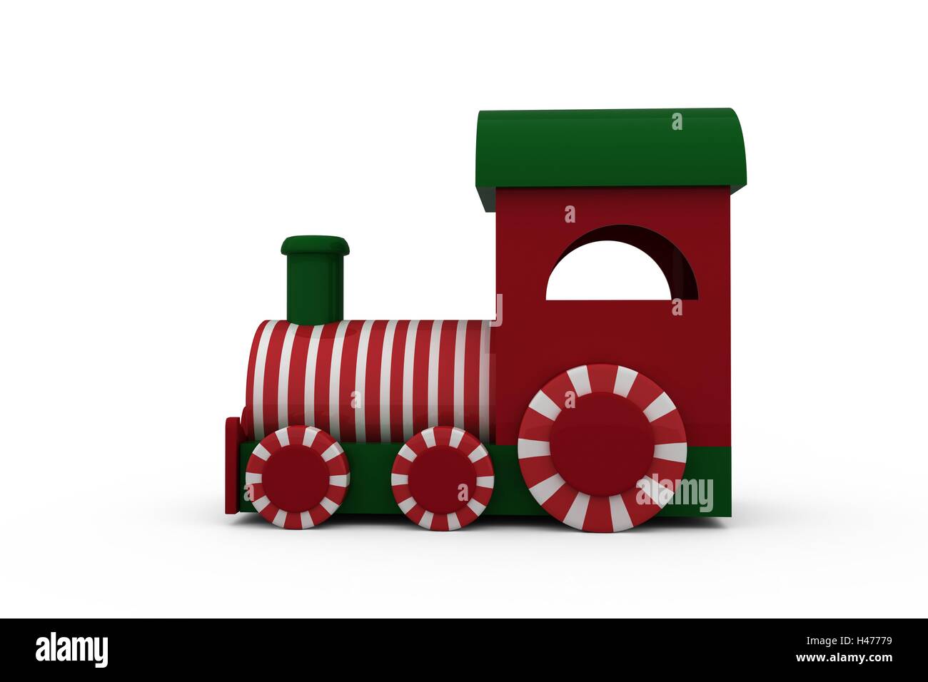 Dampfmaschine Spielzeugmodell mit gestreiften Stockfoto