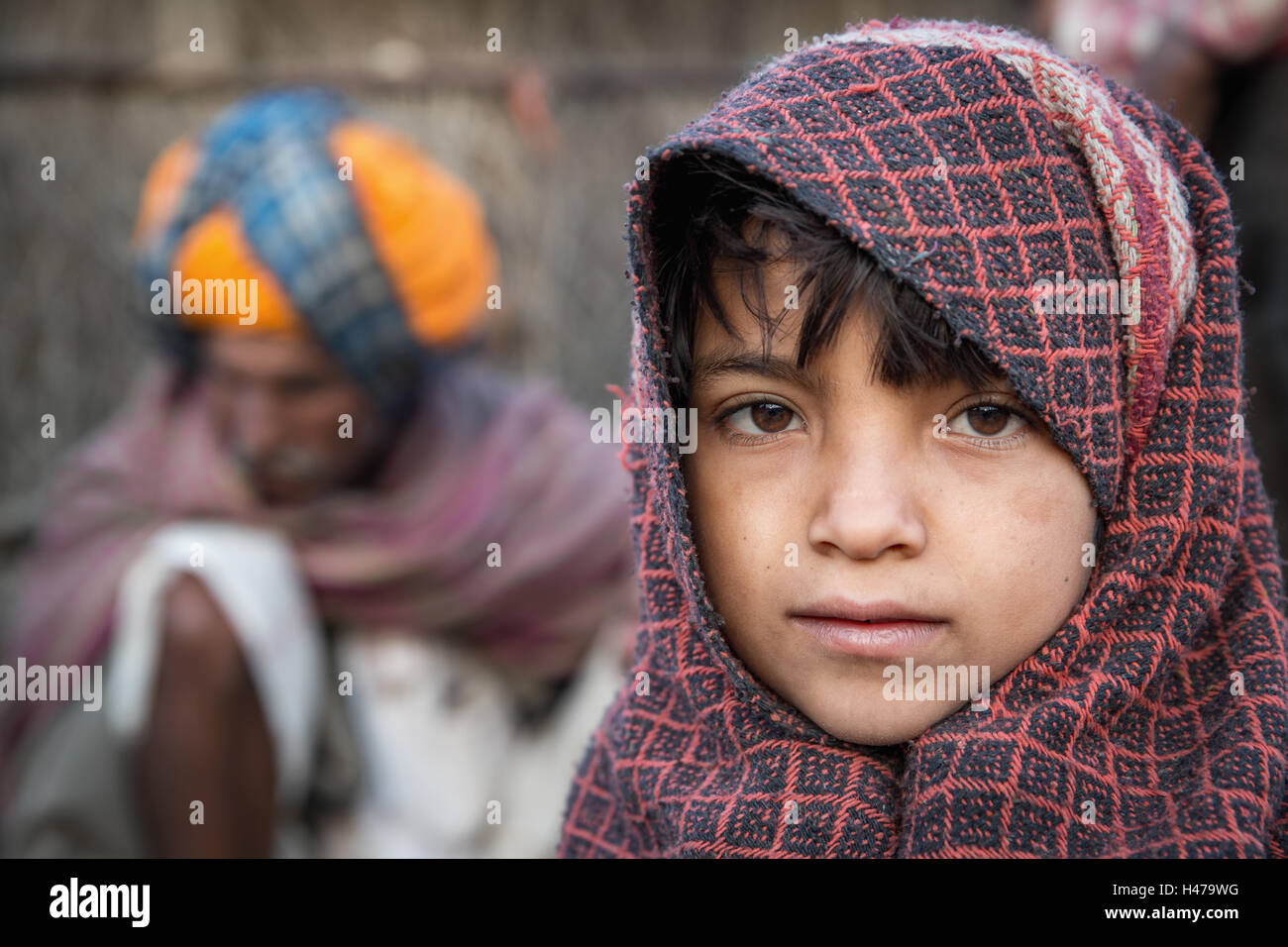 Mädchen, Porträt, Pushkar, Rajasthan, Indien Stockfoto