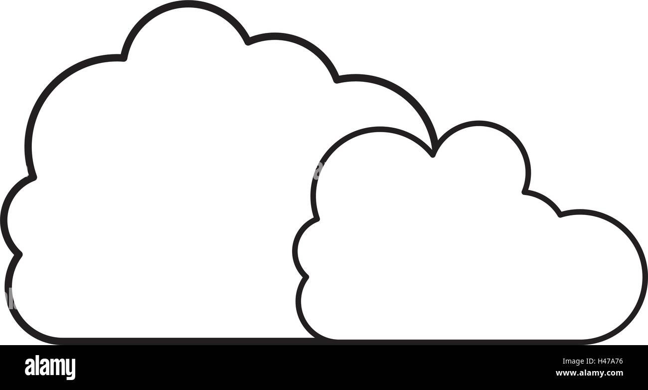 zwei Wolke in Cumulus Form Silhouette Stock Vektor