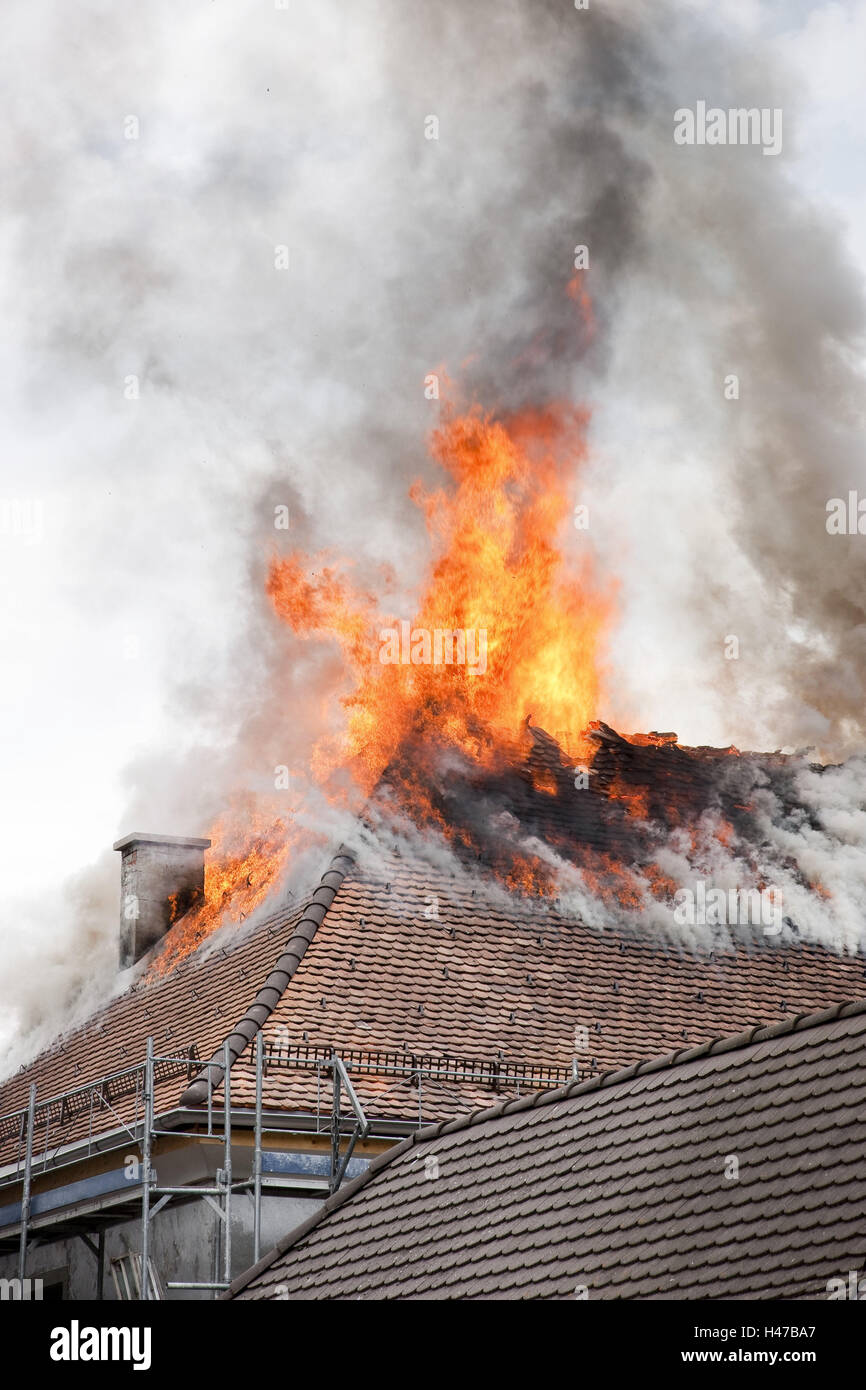 Haus, Dachstuhl, Feuer, Österreich, Vorarlberg, Hohenems, Stockfoto